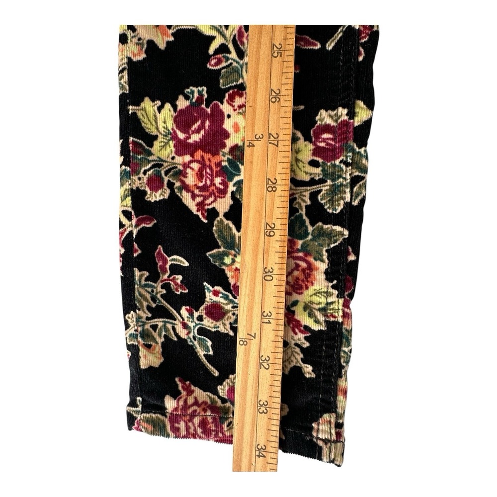 Free People Size‎ 27 Corduroy Black Floral Pants Jeans Slim Straight - Picture 8 of 16